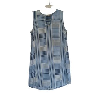 Joy Joy Sleeveless Blue And White Striped 100% Cotton Dress Size XS